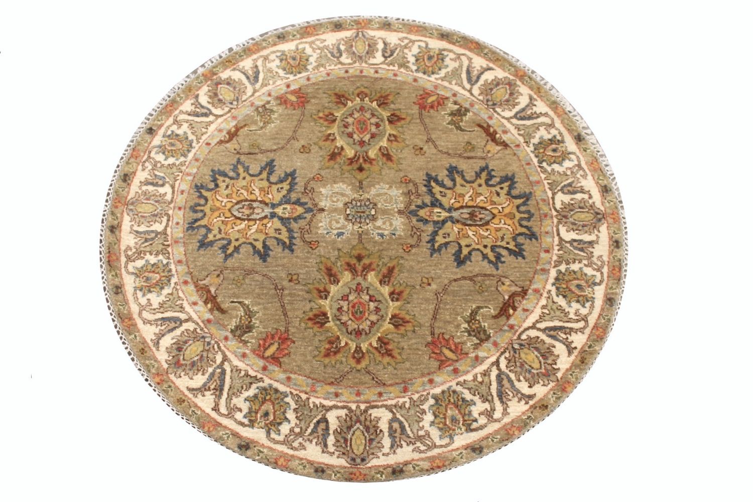 4 ft. Round & Square Traditional Hand Knotted Wool Area Rug - MR029979