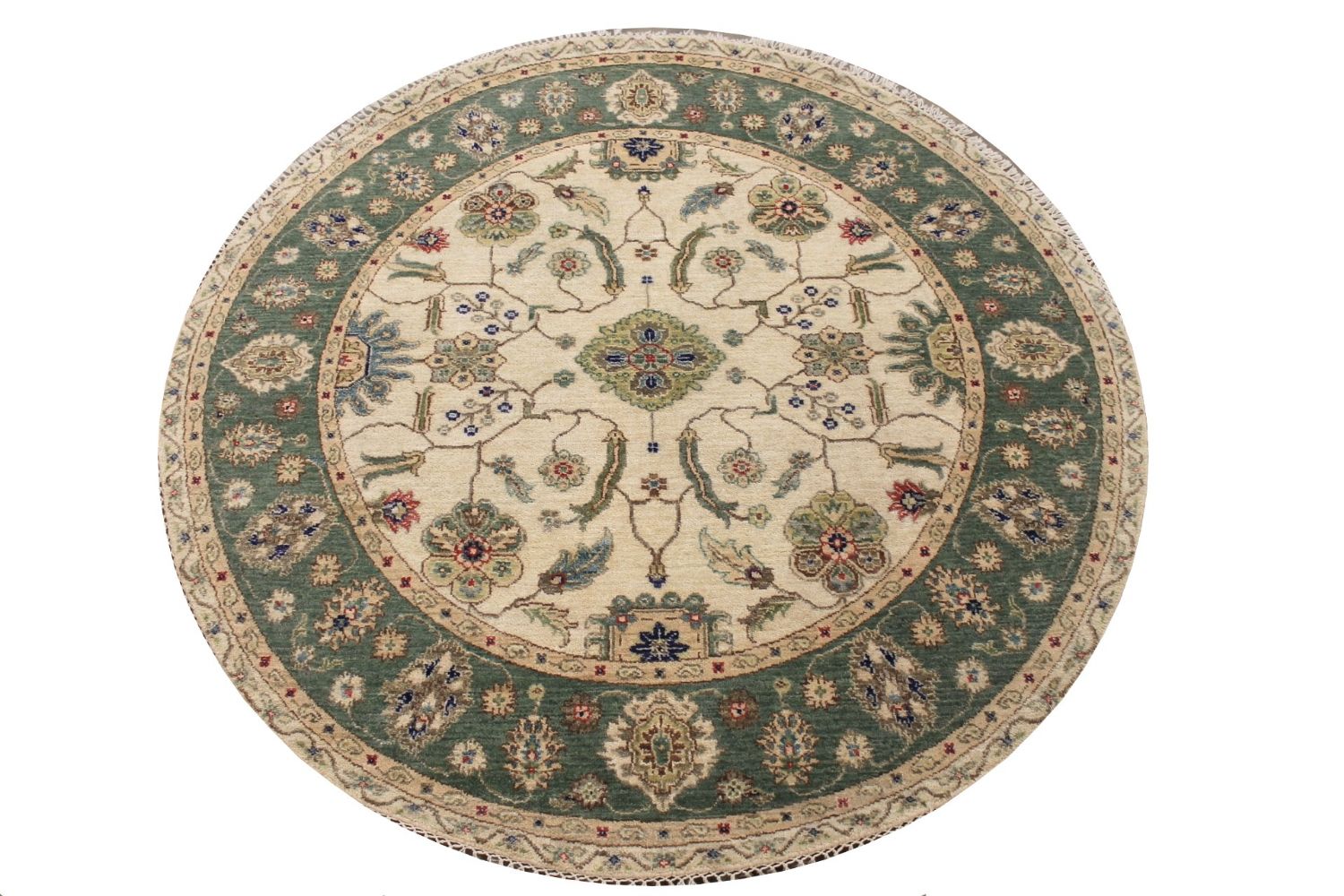 5 ft. Round & Square Traditional Hand Knotted Wool Area Rug - MR029988