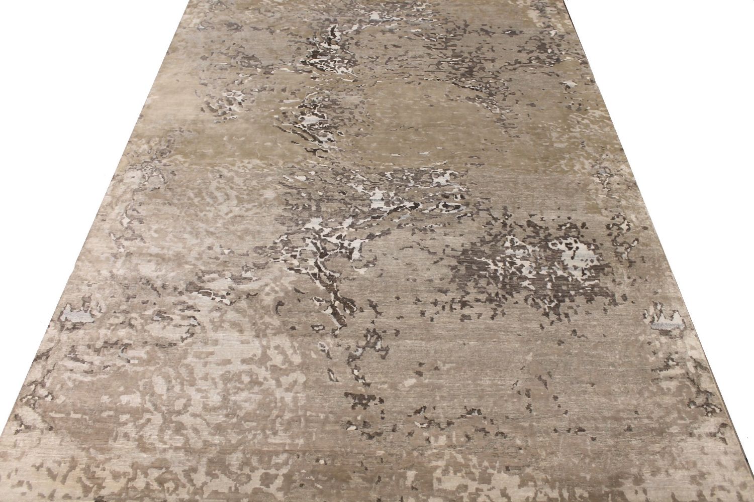 10x14 Modern Hand Knotted Wool & Viscose Area Rug - MR030074