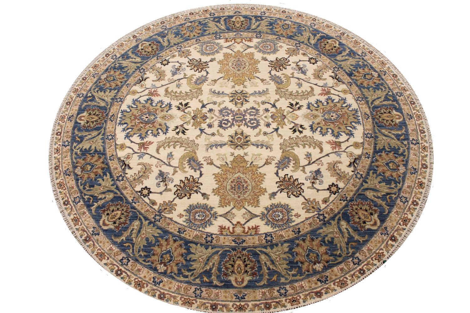 8 ft. Round & Square Traditional Hand Knotted Wool Area Rug - MR030359