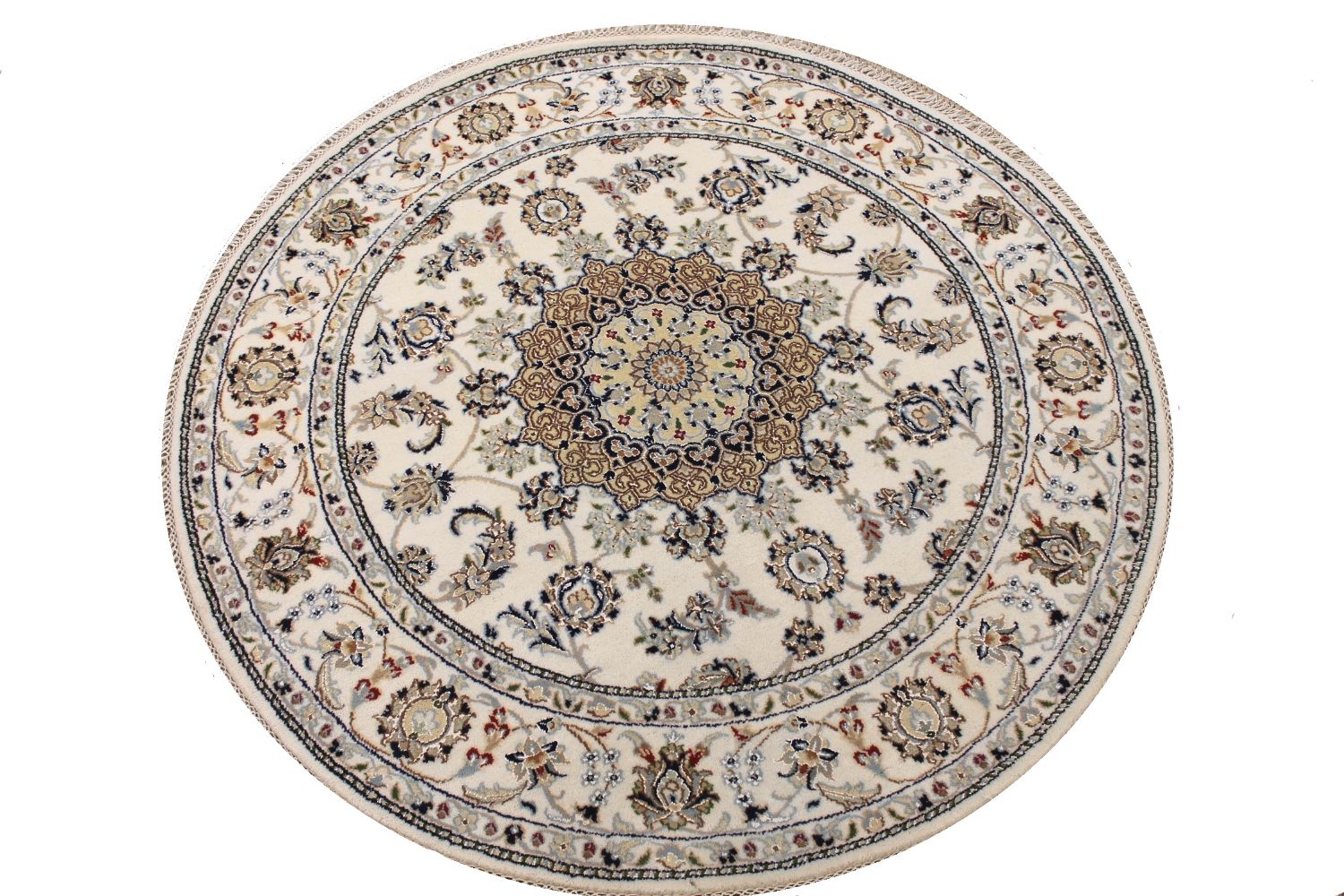 5 ft. Round & Square Traditional Hand Knotted Wool Area Rug - MR30416