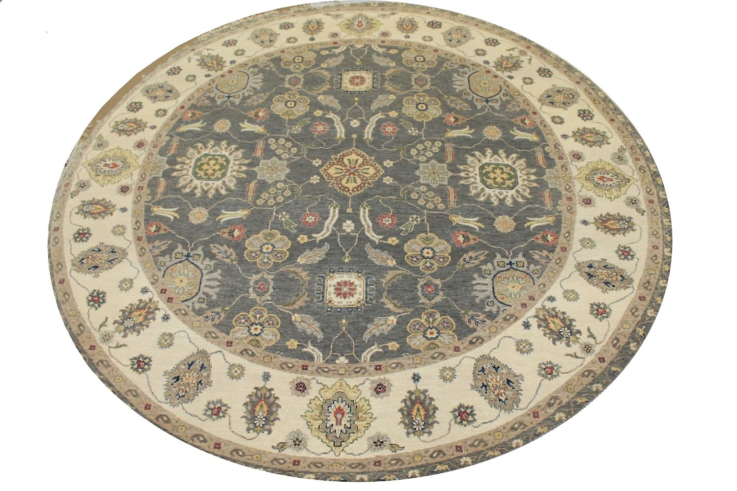 8 ft. Round & Square Traditional Hand Knotted Wool Area Rug - MR030568