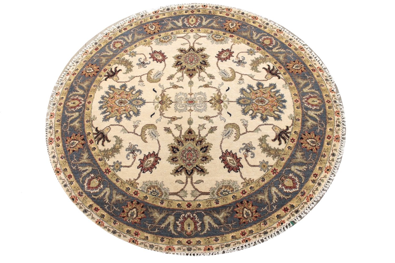 5 ft. Round & Square Traditional Hand Knotted Wool Area Rug - MR030583