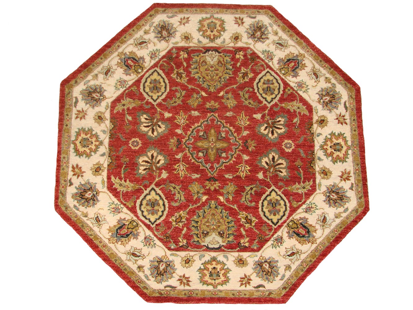 4 ft. Round & Square Traditional Hand Knotted Wool Area Rug - MR18737