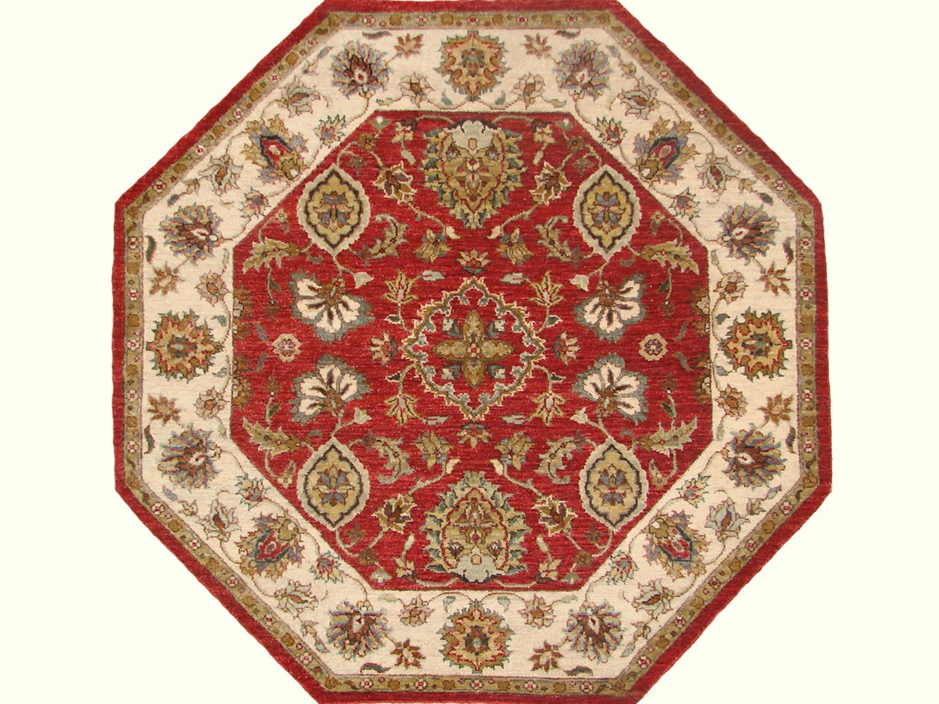 4 ft. Round & Square Traditional Hand Knotted Wool Area Rug - MR19081