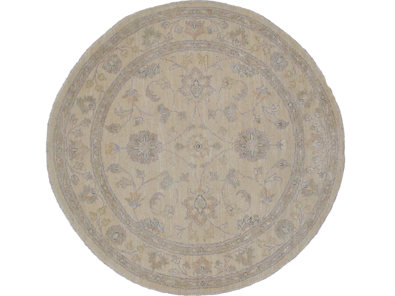 4 ft. Round & Square Peshawar Hand Knotted Wool Area Rug - MR19237