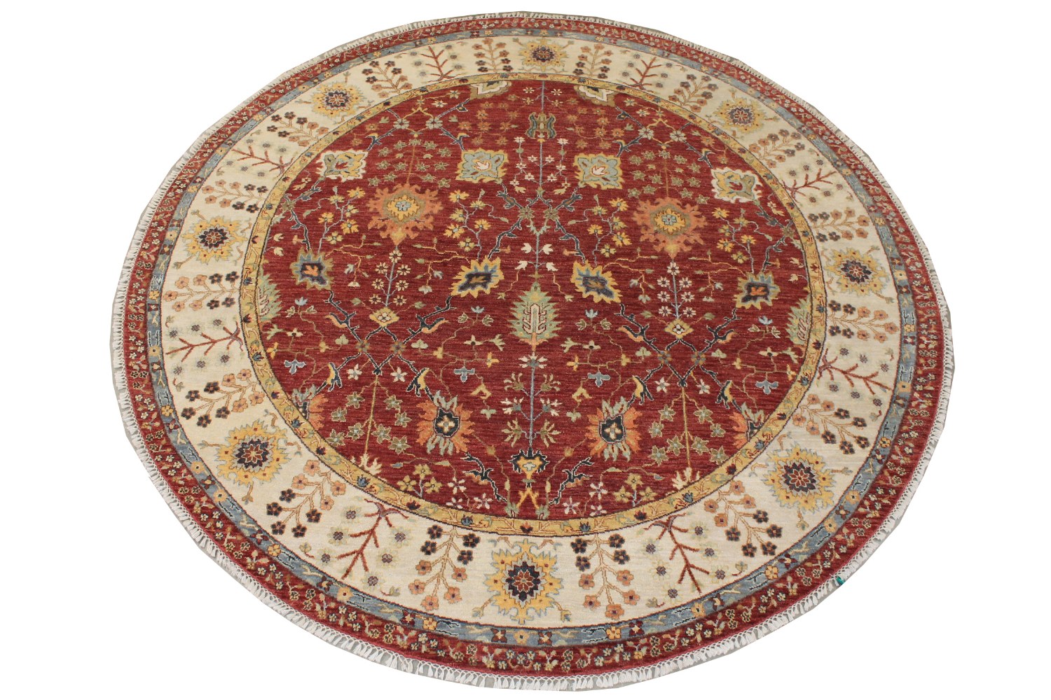8 ft. Round & Square Traditional Hand Knotted Wool Area Rug - MR19385