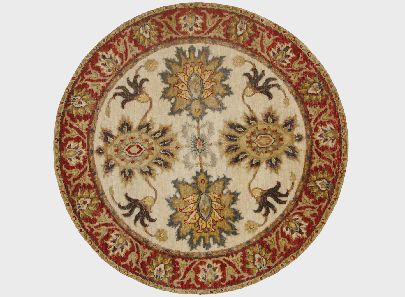 3 ft. Round & Square Traditional Hand Knotted Wool Area Rug - MR19421