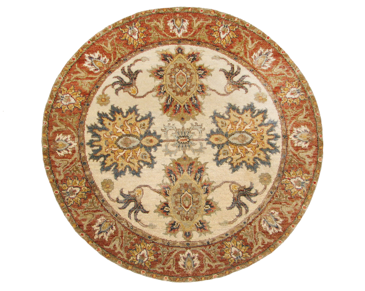 3 ft. Round & Square Traditional Hand Knotted Wool Area Rug - MR19662