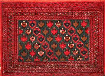 4' x 3' Red Mori Bokhara Rug 75564